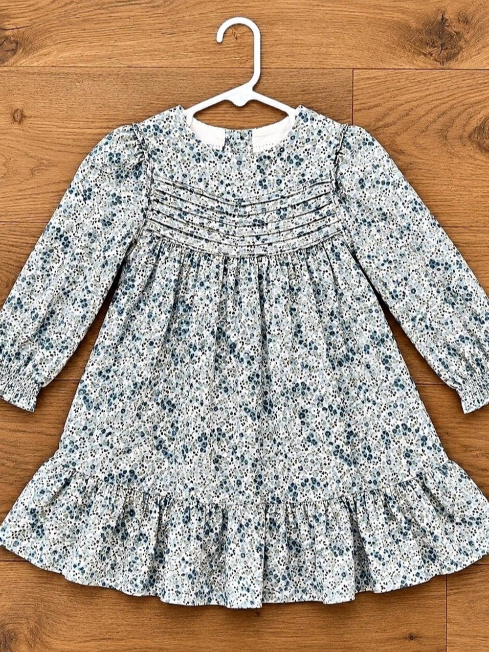Floral Long Sleeve Dress in Blue & White